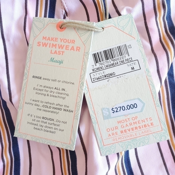 New Maaji Honey Heavenly Striped Reversible One Piece Swimsuit NWT Size Medium - Picture 13 of 16